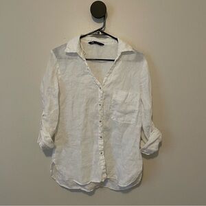 Zara White Button-Up Blouse